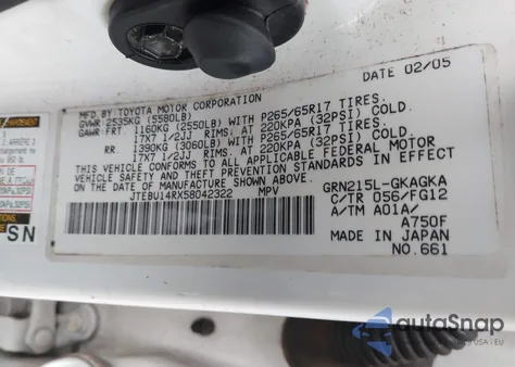 2005 Toyota 4Runner Sr5 V6 from USA, damaged, VIN JTEBU14RX58042322